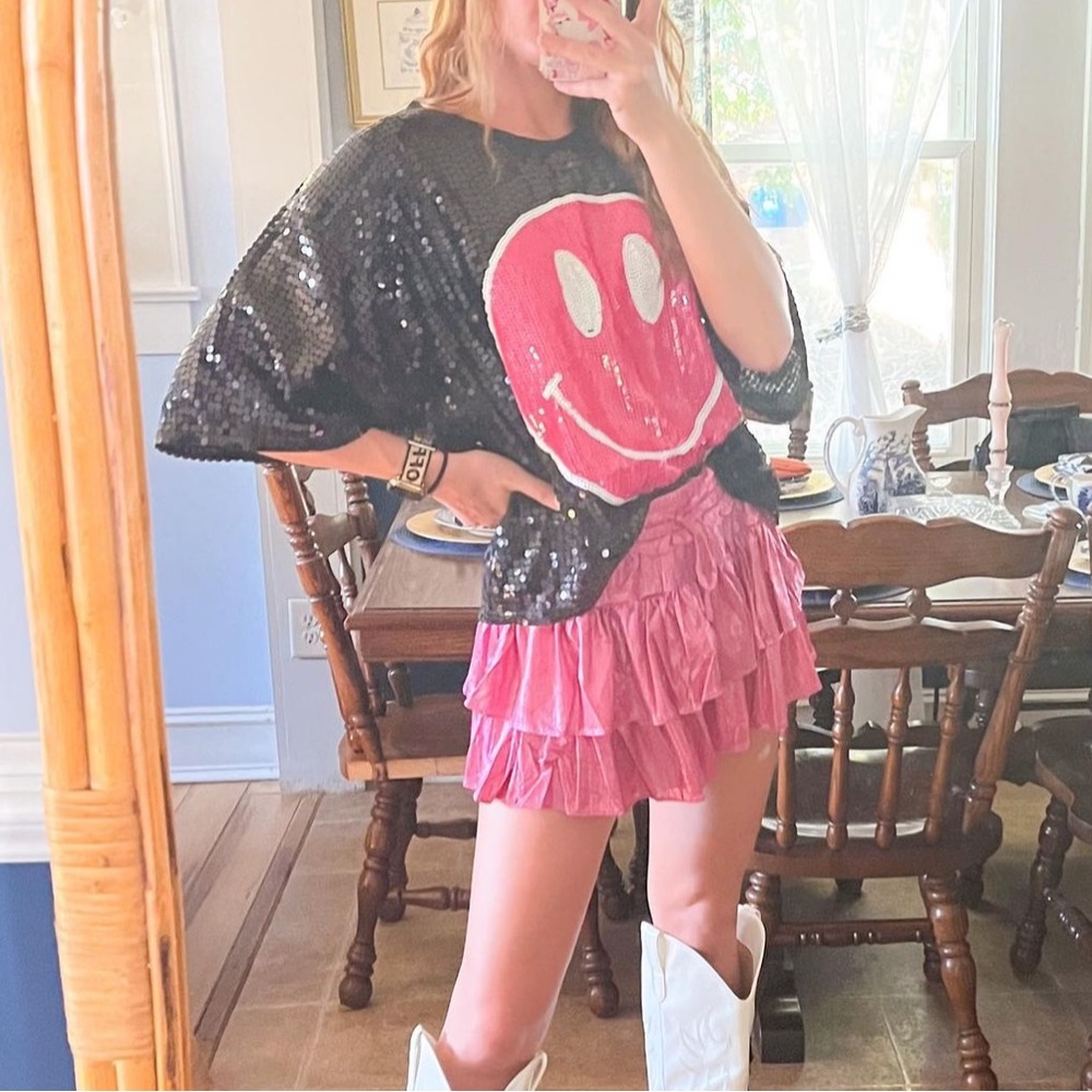 NWT sequin smiley face crop top